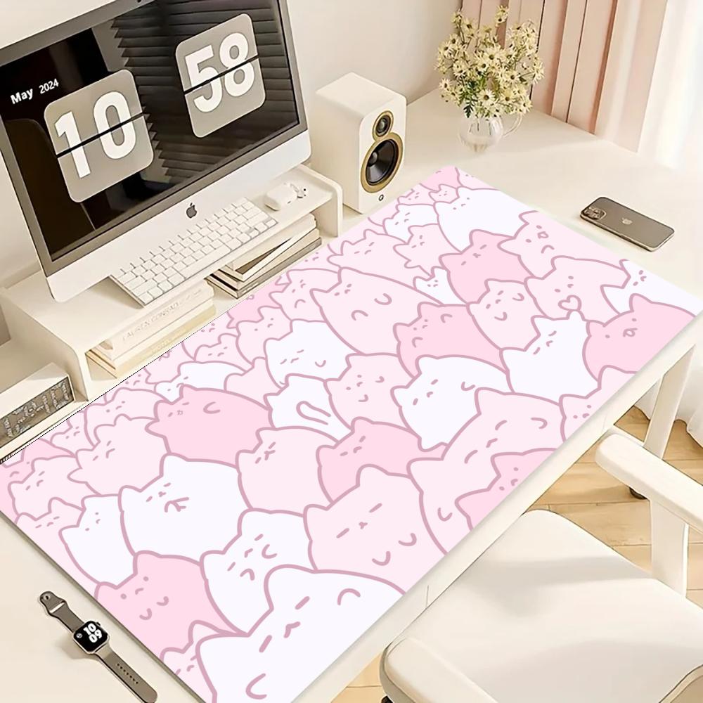 Desk Setup Art - Gaming-Mauspad, Große Schreibtischunterlage, Rutschfeste Gummiunterseite, Genähte