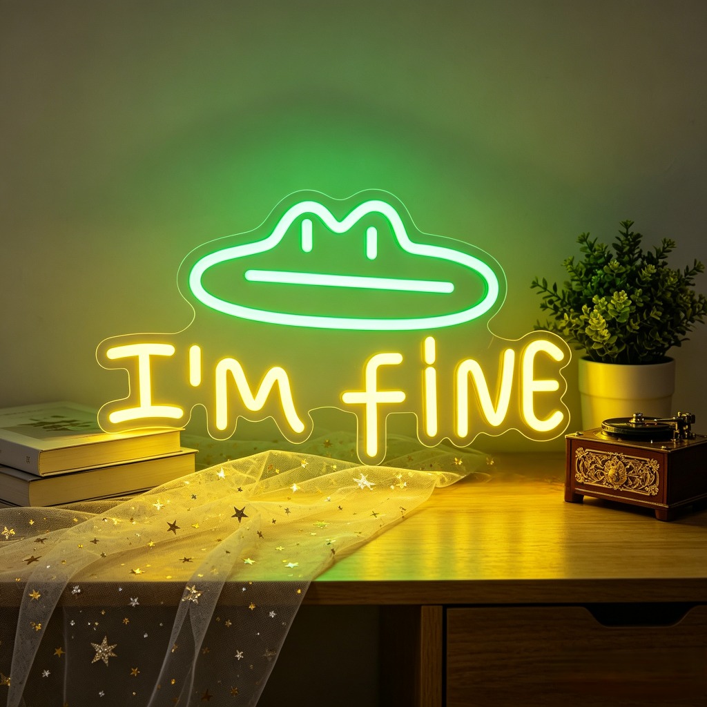 Desk Setup Bedroom - IM Fine Neonschild LED Grüne Wolkenform