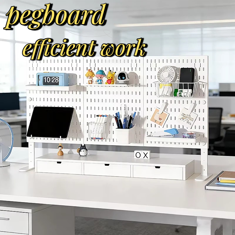 Desk Setup Table - 30×30cm PP-Schreibtisch-Pegboard, Organizer mit Ständer und
