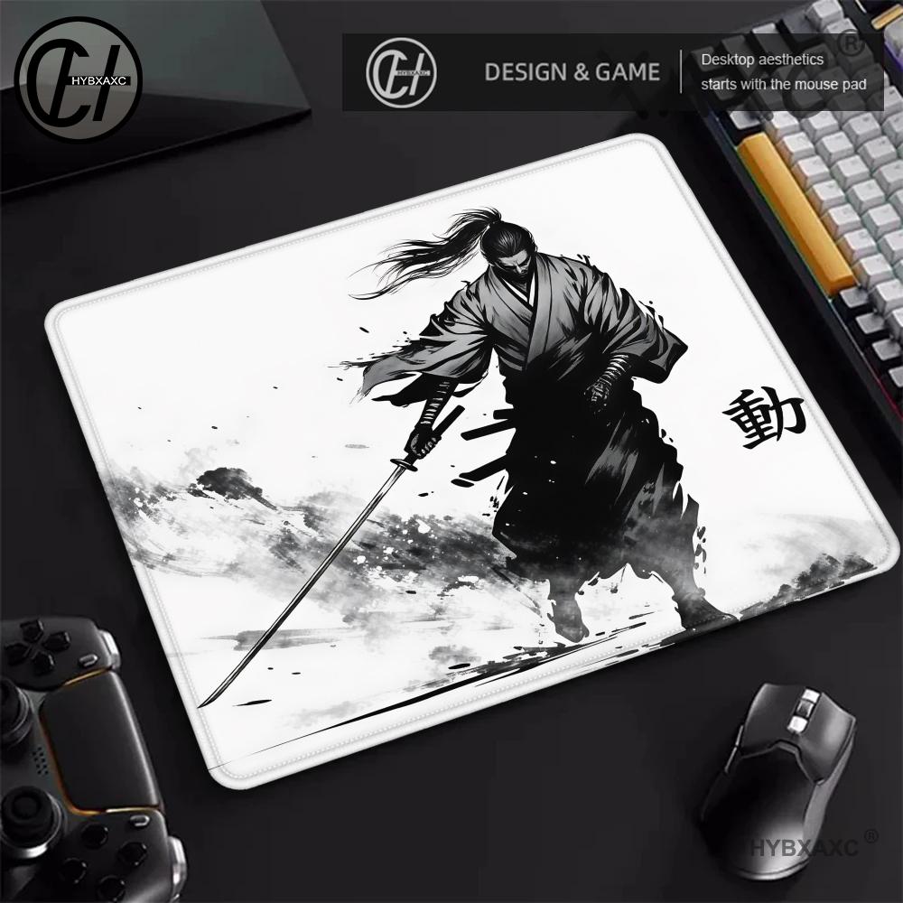 Desk Setup Japan - Japanisches Samurai-Mauspad Quadratische Computer-Büro-Spiel-Tischmatten Gummi-Rutschfeste Laptop-Mauspads