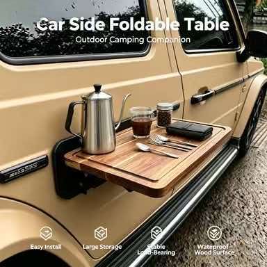 Desk Setup Table - Schnell aufzubauender, seitlich montierbarer, klappbarer Holztisch,