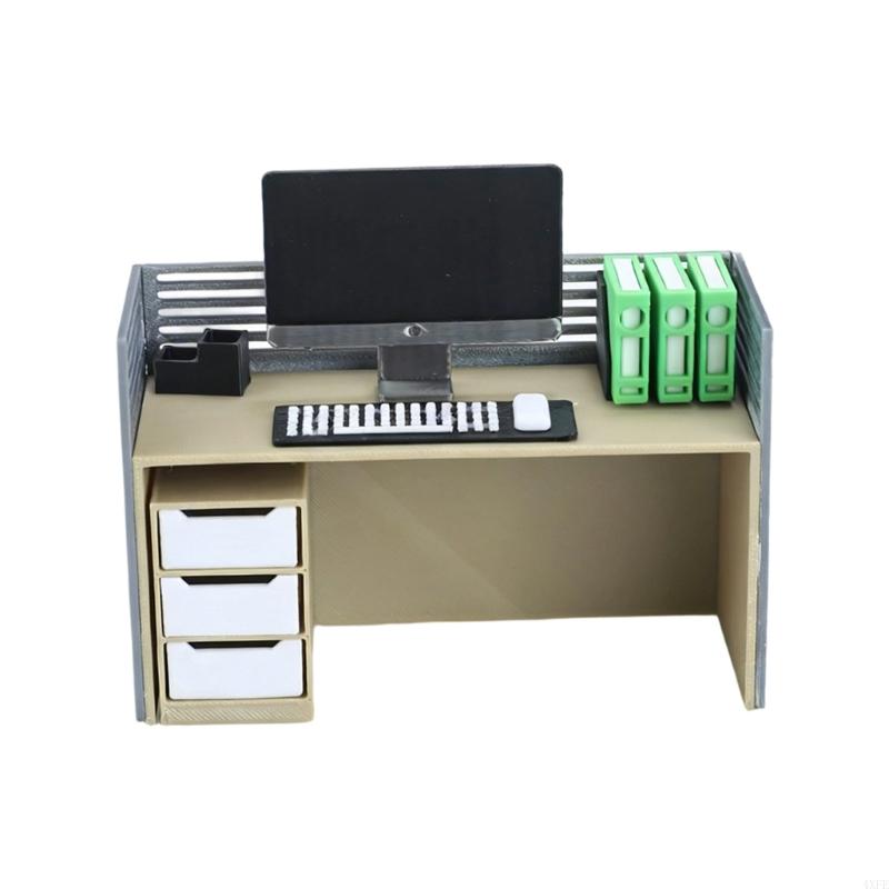 Desk Setup Natural - Miniatur-Kollegen-Schreibtisch-Set inklusive Stuhl und Mülleimer für