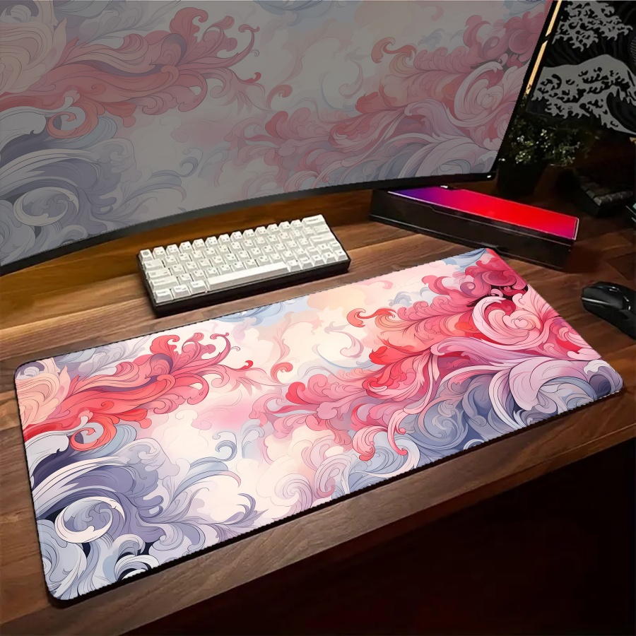 Desk Setup Art - Großes Kunst-Feder-Mauspad Gaming-Tastaturen Gamer XXL Schreibtischunterlage