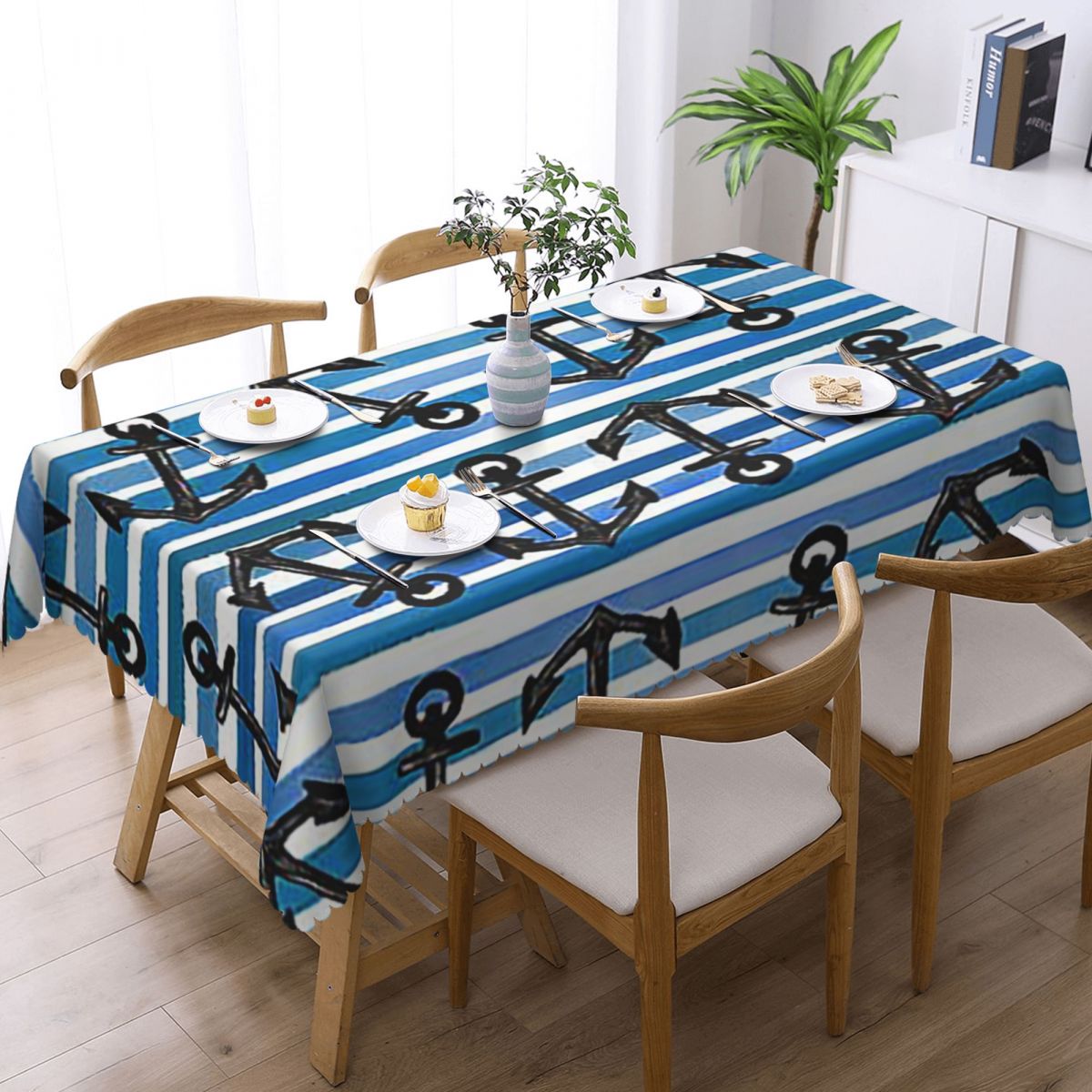 Desk Setup Wallpaper - Rechteckige wasserdichte Tischdecke mit nautischen blauen