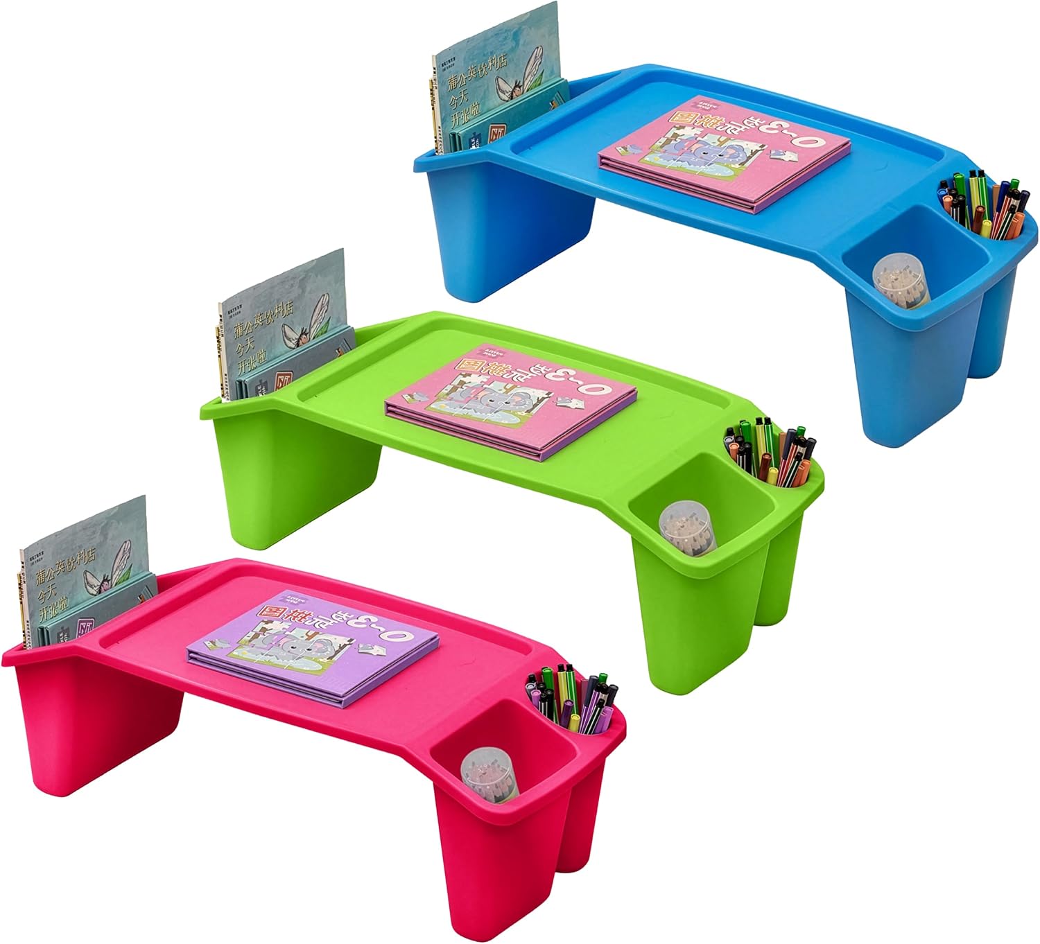 Desk Setup Art - 3er-Set tragbare Schoßtische mit seitlicher Aufbewahrung