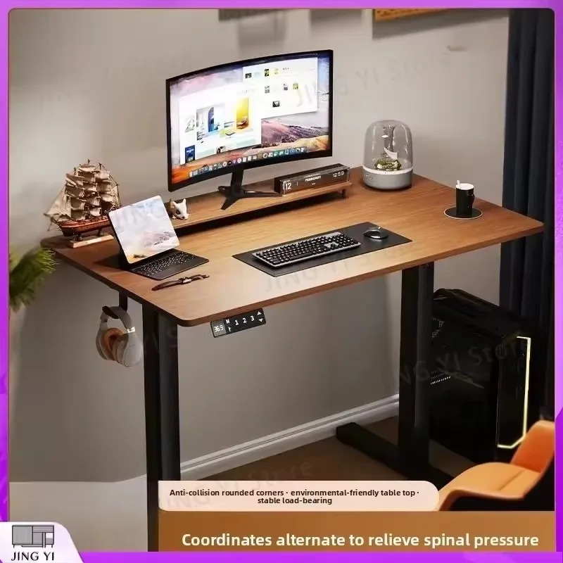 Desk Setup Bedroom - Elektrisch Höhenverstellbarer Stehschreibtisch aus Massivholz Intelligente