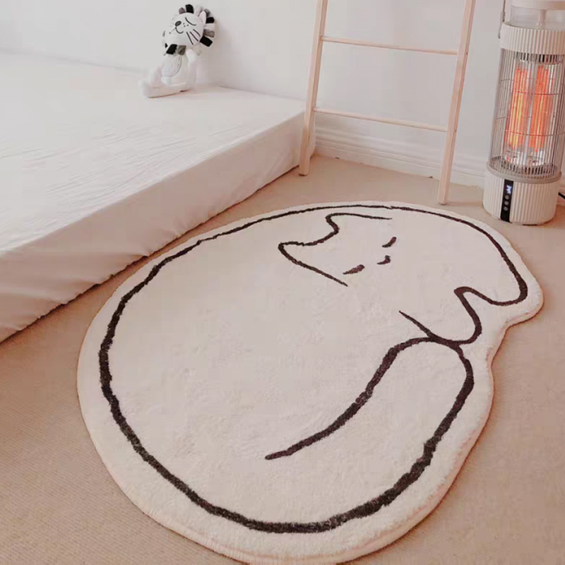 Desk Setup Girly - Niedlicher Katzenteppich im Schlafzimmer, pelzige Matte,
