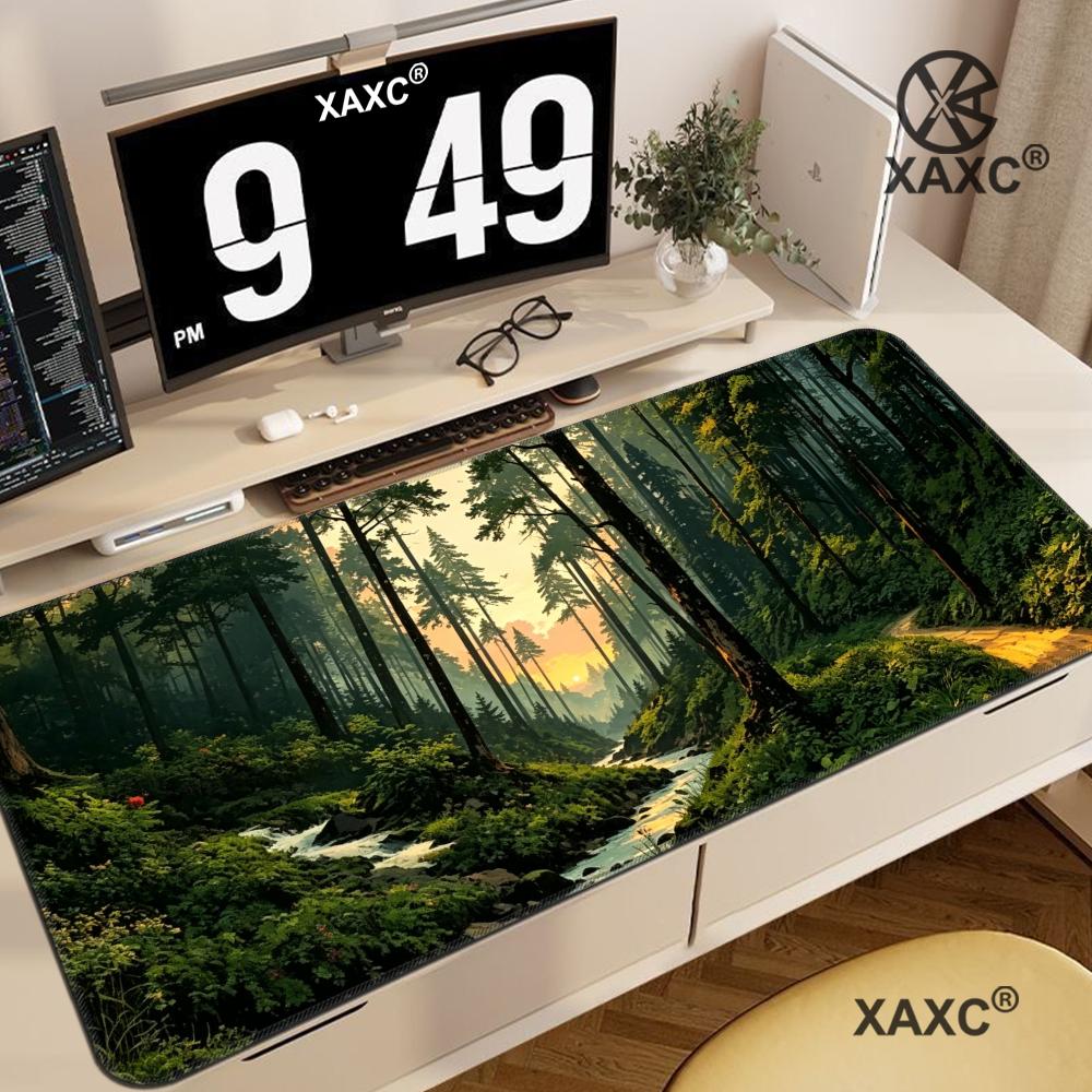 Desk Setup Natural - Forest Escape XXL-Mauspad, Schreibtischunterlage mit ruhiger