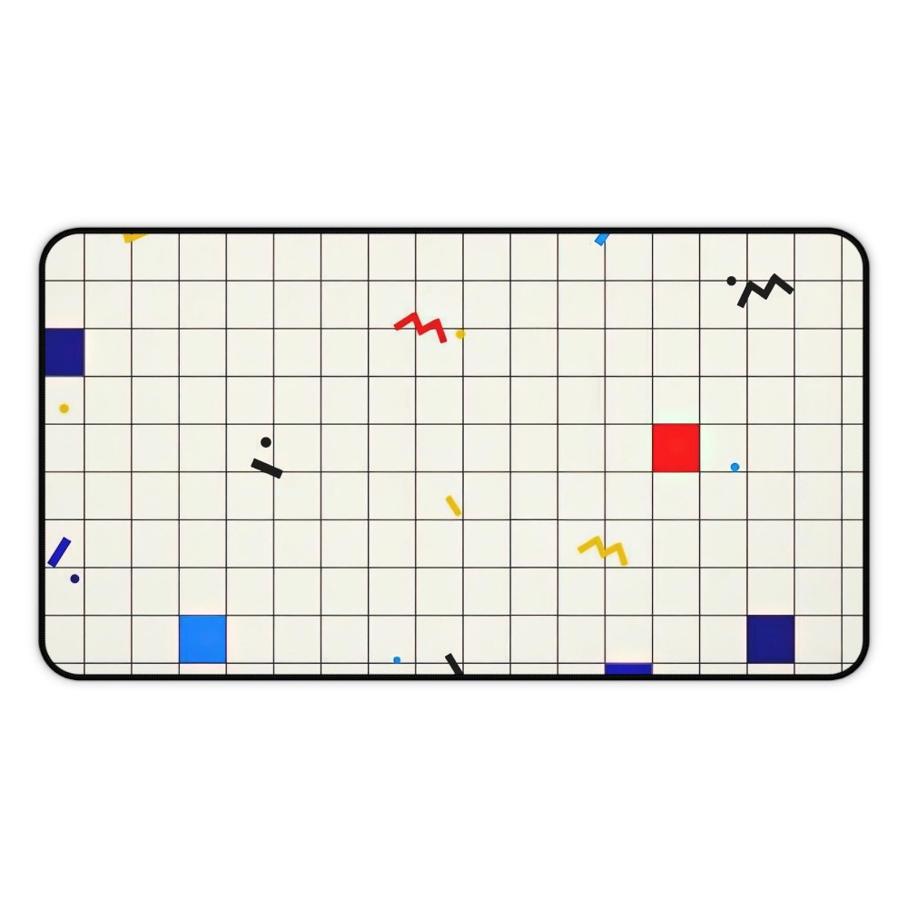 Desk Setup Art - Retro Geometrisches Gitter Schreibtischunterlage Mauspad Memphis