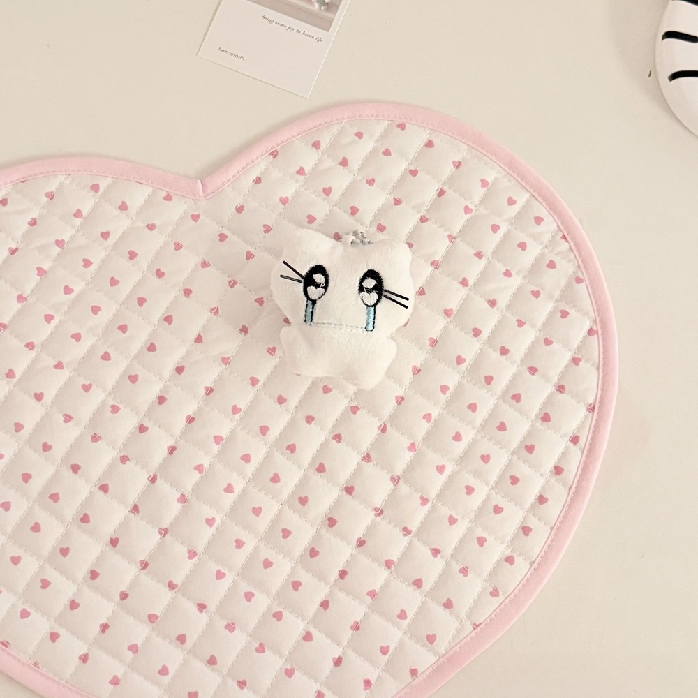 Y2k Pink Love Gesteppte Tischu – Desk Setup Japan Bewertung und Preis